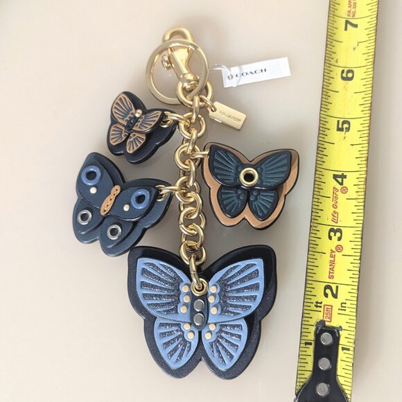 Coach $150 NWT Butterfly Cluster Bag Purse Charm C8224 Gold/Denim Multi - Picture 2 of 10